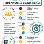 Diagramme illustrant les 9 étapes pour créer un business plan en 2026