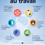 Une femme au travail dans un bureau lumineux, heureuse et détendue, représentant la santé mentale au travail.