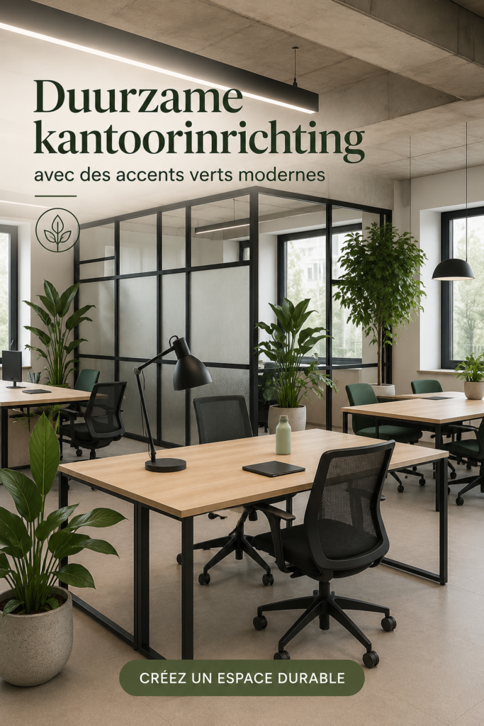 Aménagement d'un bureau durable avec des plantes vertes et des matériaux respectueux de l'environnement