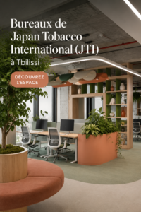 Bureau moderne et inspirant de JTI à Tbilisi, combinant design et confort.