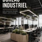 Un bureau moderne avec des éléments industriels, offrant un espace de travail inspirant