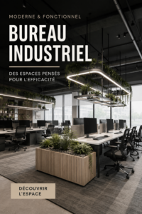 Un bureau moderne avec des éléments industriels, offrant un espace de travail inspirant