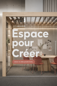 Un espace de travail créatif et inspirant avec des matériaux de bricolage et des décorations artistiques.