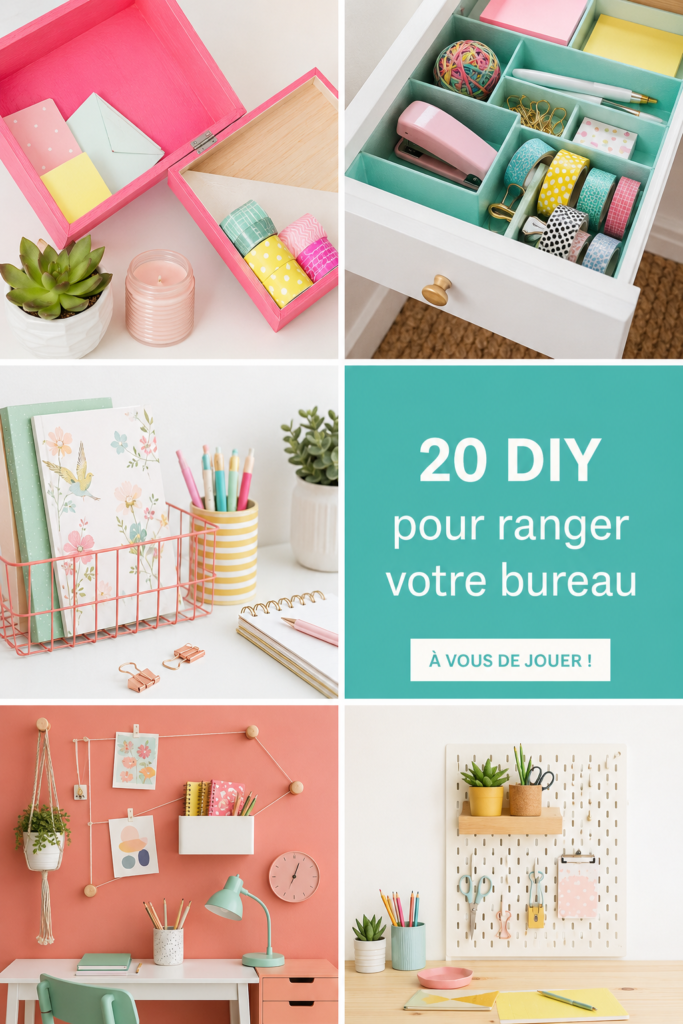 Un bureau bien organisé avec des solutions de rangement DIY colorées