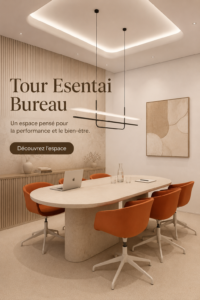 Vue de l'Esentai Tower, un espace de travail moderne et inspirant.