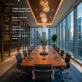 Vue d'un espace de travail collaboratif moderne avec des zones de détente et de collaboration.