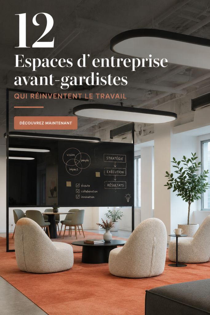 Un bureau moderne et lumineux avec des espaces collaborative et des plantes vertes.