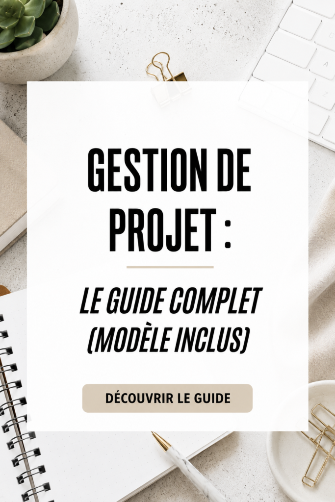 Illustration d'une femme en train de gérer un projet sur son ordinateur avec des post-it et un planning en arrière-plan.