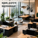 Un bureau moderne avec un design épuré et fonctionnel