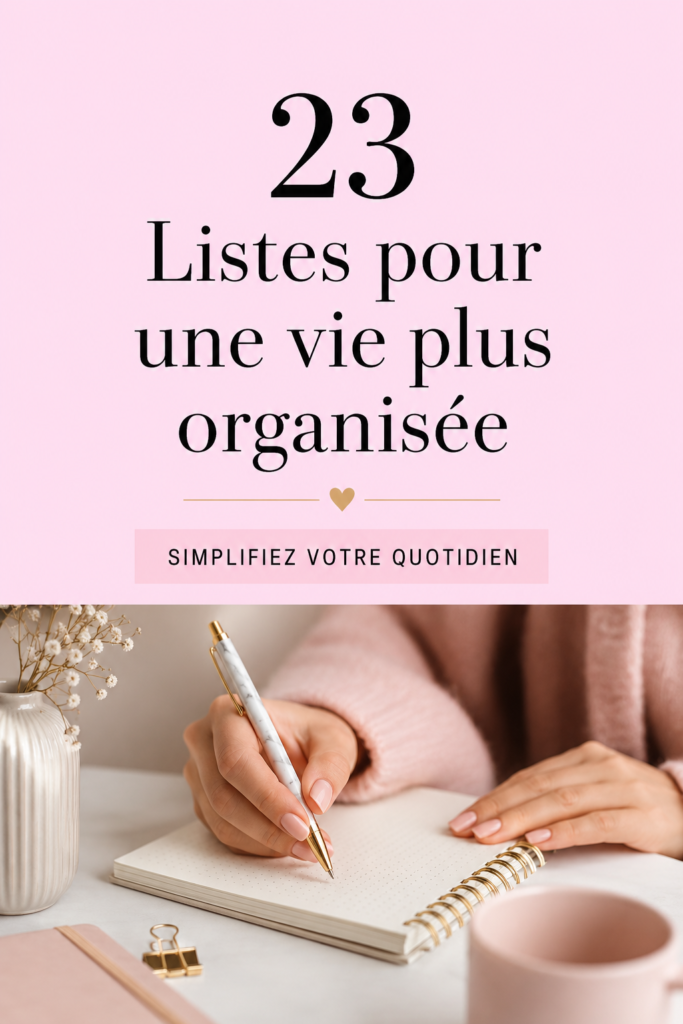 Une vue de listes d'organisation manuscrites sur un bureau bien rangé, représentant l'idée de simplifier son quotidien.