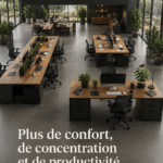 Image d'un bureau moderne avec mobilier ergonomique, adapté pour le confort au travail