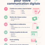 Une femme utilisant un ordinateur portable pour planifier sa stratégie de communication digitale