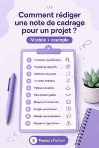 Image illustrant un modèle de note de cadrage de projet sur un bureau