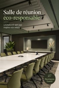 Salle de réunion avec décoration verte et plantes d'intérieur