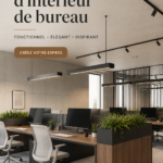 Aménagement d'un bureau accueillant et moderne avec des couleurs douces et des plantes.