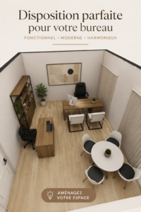 Un bureau bien aménagé avec des éléments décoratifs et un espace de travail confortable