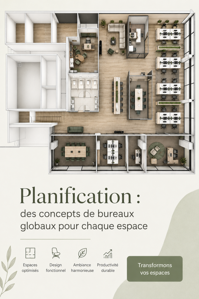 Aménagement de bureau moderne mêlant couleur et fonctionnalité