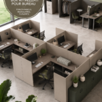 Bureau à domicile aménagé avec style et confort, idéal pour travailler