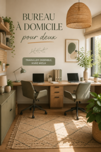 Un bureau à domicile pour deux avec des espaces de travail bien agencés.