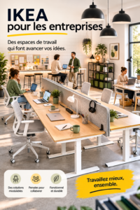 Un espace de travail moderne aménagé avec des meubles IKEA pour les professionnels