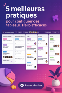 Capture d'écran d'un tableau Trello organisé pour la gestion de projets.
