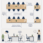Bureau en open space rangé avec quelques plantes et éléments décoratifs.