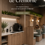 Espace de travail moderne avec aménagement chaleureux et fonctionnel