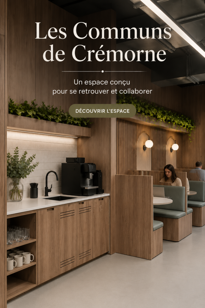 Espace de travail moderne avec aménagement chaleureux et fonctionnel