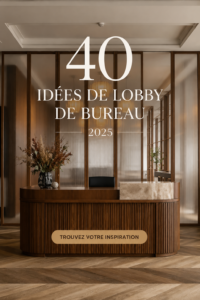 Design moderne d'un hall de bureau en 2025 avec des éléments accueillants et contemporains.