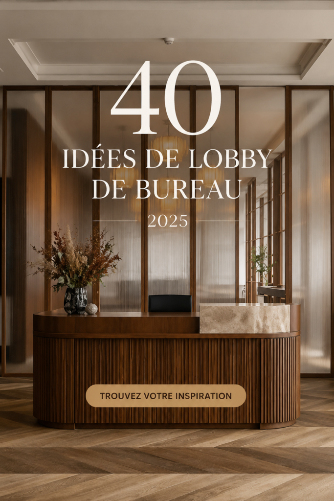 Design moderne d'un hall de bureau en 2025 avec des éléments accueillants et contemporains.