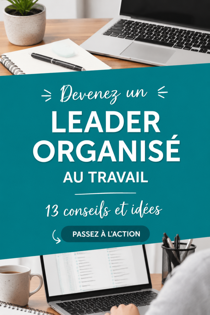 Une femme d'affaires souriante dans un bureau organisé, illustrant les conseils pour être un leader plus efficace.