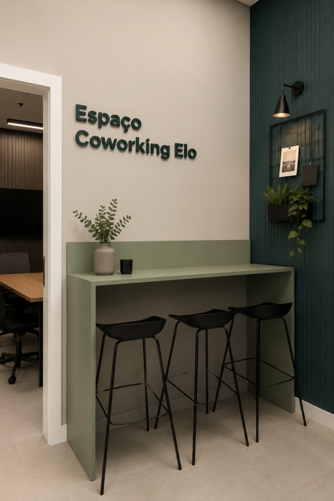 Vue extérieure de l'espace coworking Elo avec des espaces verts