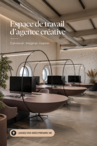 Espace de travail créatif avec bureau moderne et décor inspirant