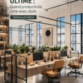 Un bureau élégant et bien organisé avec des éléments décoratifs inspirants