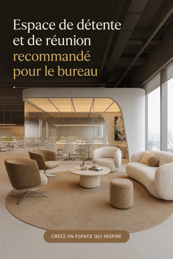 Espace de loisirs au bureau avec canapés confortables et plantes vertes