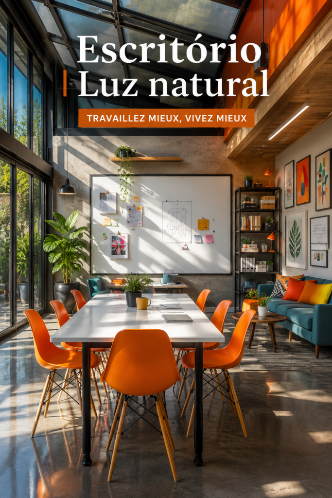 Bureau lumineux et accueillant avec un éclairage naturel et des plantes decoratives