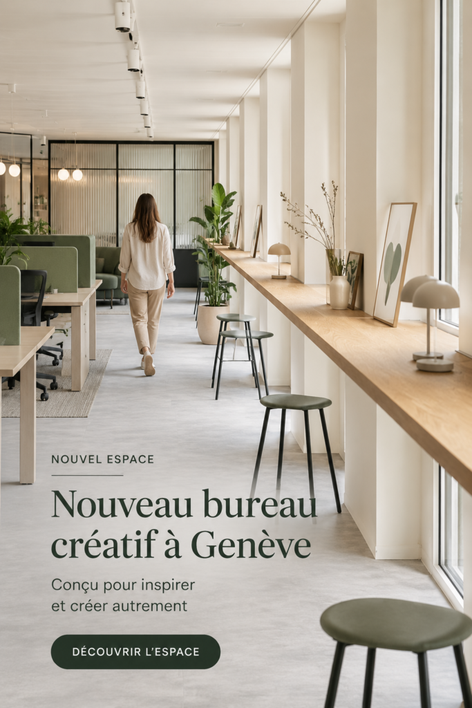 Vue intérieure de l'espace de travail créatif DLG à Genève