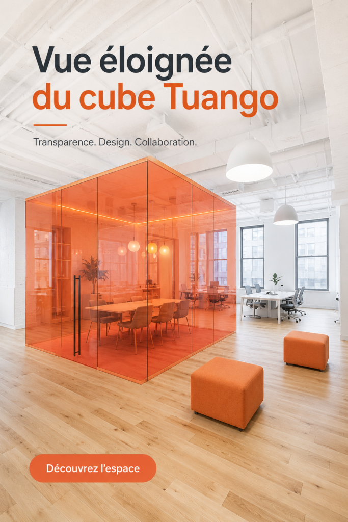 Vue immersive de Cube Tuango avec un public captivé par l'expérience.
