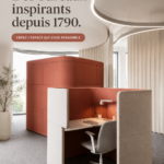 Bureau moderne avec un mobilier inspirant et fonctionnel dans un environnement de travail lumineux.