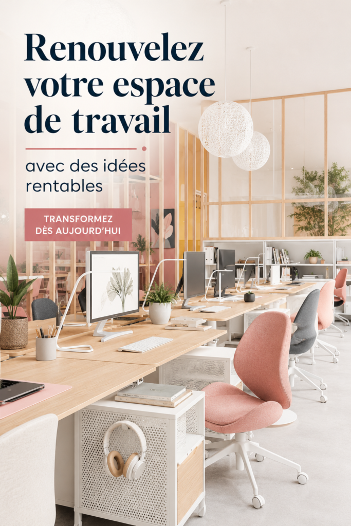 Espace de travail moderne et accueillant avec des éléments de décoration inspirants.
