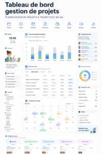 Tableau de gestion de projet sur Notion affiché sur un ordinateur