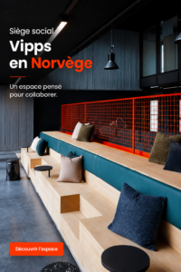 Bâtiment de Vipps HQ en Norvège, symbole de l'innovation numérique.