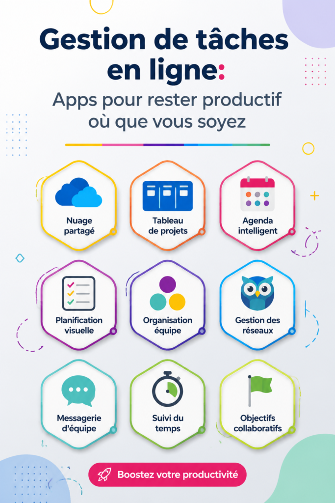 Applications de gestion des tâches sur un écran d'ordinateur avec des graphiques de productivité.