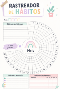 Un carnet ouvert avec des stylos colorés, avec un design inspirant pour suivre des habitudes.