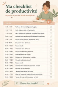 Personne utilisant une checklist de productivité dans un journal
