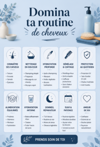 Femme ayant une chevelure éclatante avec une routine capillaire bien définie.