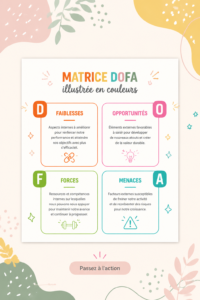 Matrice DOFA colorée illustrée pour la prise de décision
