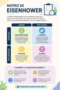 Matrice d'Eisenhower illustrée pour la gestion du temps