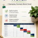 Modèle de plan de travail avec des sections organisées pour la productivité