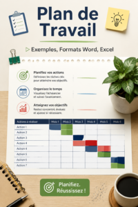 Modèle de plan de travail avec des sections organisées pour la productivité